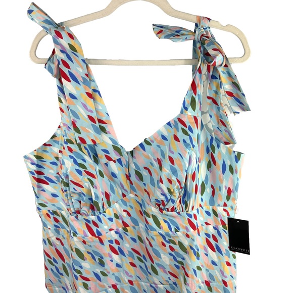 Eloquii Tie Shoulder Structured Dress Colorful size 18 NWT - Picture 4 of 14